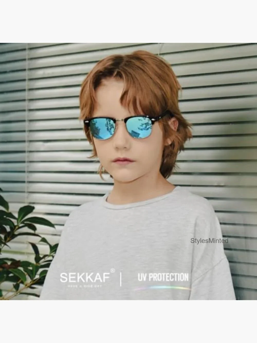 Kids Retro Semi Rimless Polarized Sunglasses UV Protection